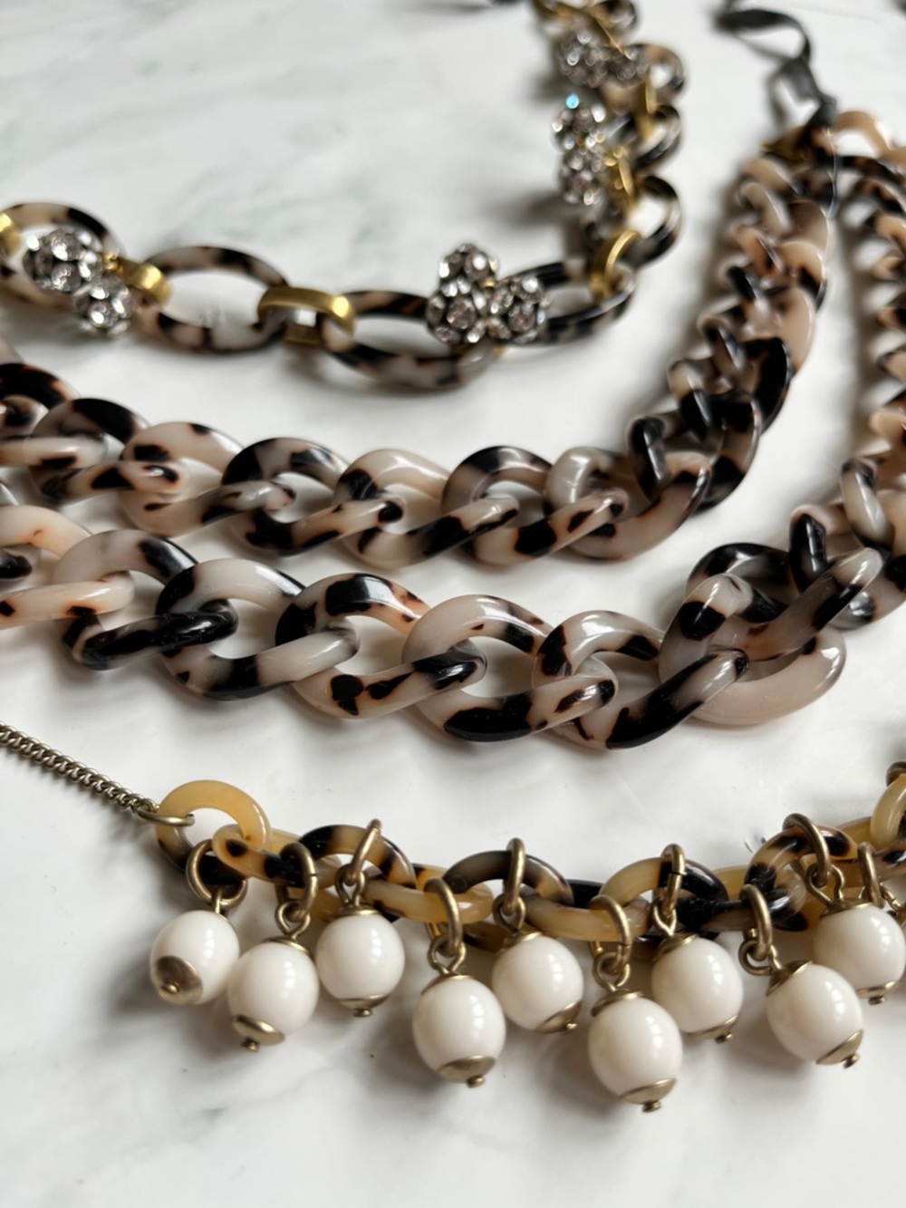 Bundle - J.Crew Tortoiseshell and Pearl Fringe Statement Necklaces